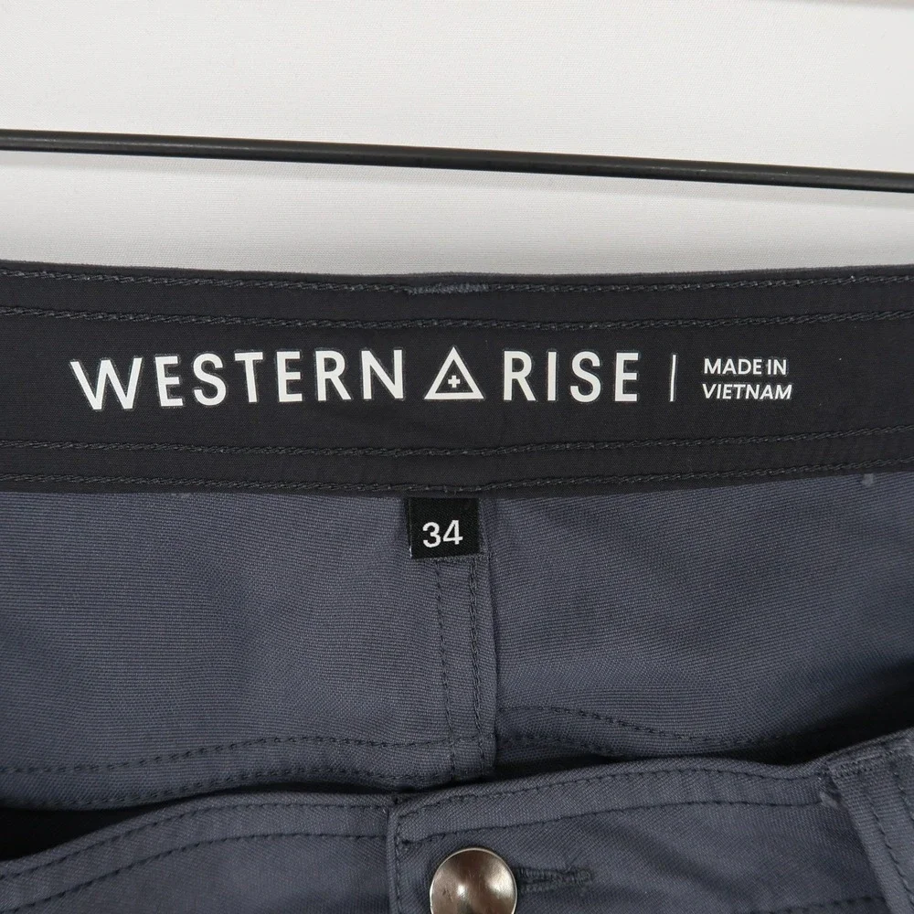 Western Rise Pants Mens 34x28 Gray Travel Performance Stretch Nylon - Picture 9 of 11